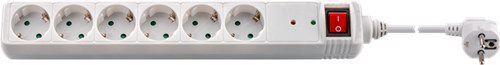 Surge-Protected Power Strip with Switch 1.4 m, white - safety socket (Type F, CEE 7/3) 51279