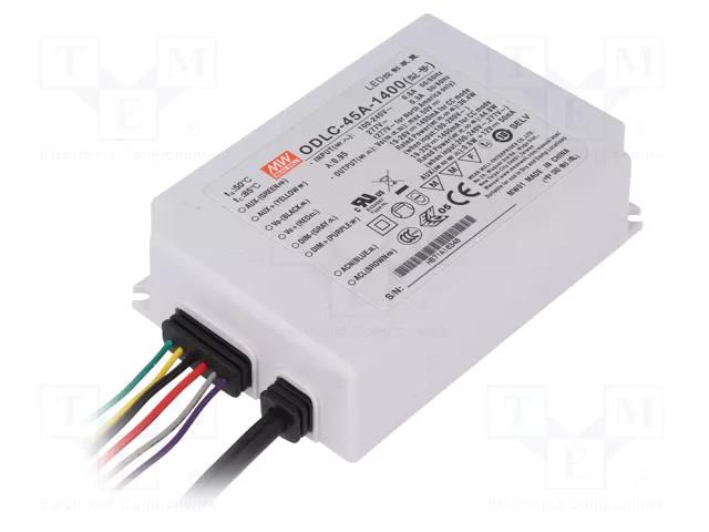 Power supply: switching; LED; 45W; 19÷32VDC; 1400mA; 90÷295VAC MEAN WELL ODLC-45A-1400