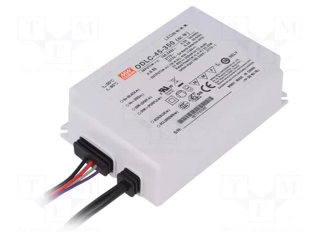 Power supply: switching; LED; 33.25W; 57÷95VDC; 350mA; 90÷295VAC MEAN WELL ODLC-45-350