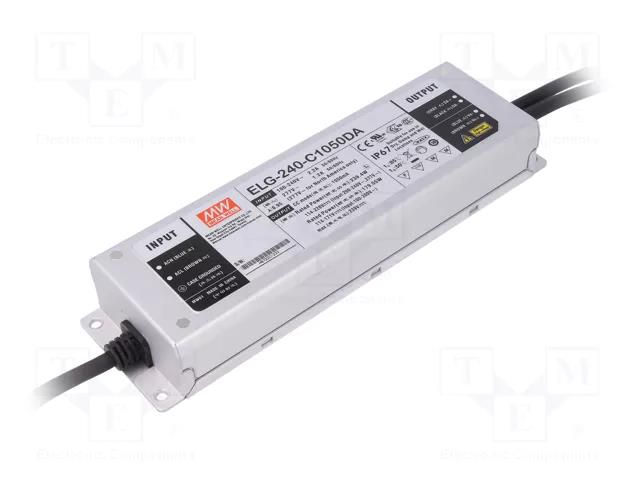 Power supply: switching; LED; 240W; 114÷228VDC; 1.05A; 100÷305VAC MEAN WELL ELG-240-C1050DA