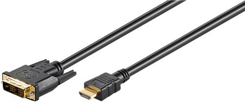 DVI-D/HDMI™ Cable, gold-plated, 1 m, black - DVI-D male Single-Link (18+1 pin) > HDMI™ connector male (type A) 51579