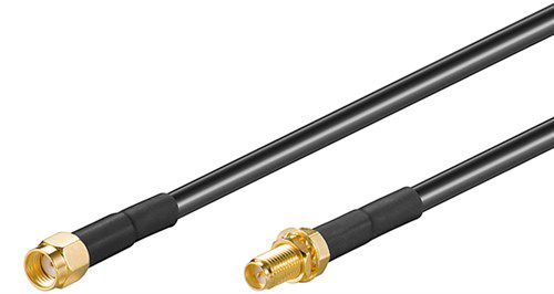 WLAN Antenna Extension Cable, 10 m, black - RP-SMA male > RP-SMA female 51679