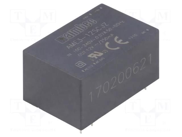 Converter: AC/DC; 3W; Uin: 85÷264VAC,100÷370VDC; Uout: 12VDC; 77% AIMTEC AME3-12SCJZ