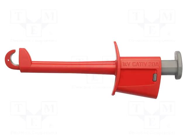 Clip-on probe; hook type; 20A; red; Insulation: polyamide; 4mm SCHÜTZINGER SKPS8341NI-RT
