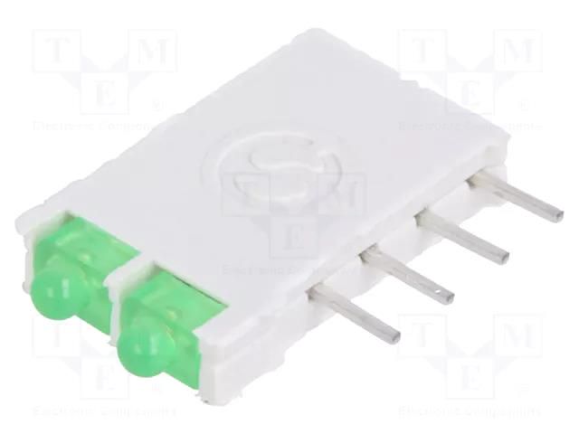 LED; in housing; 1.8mm; No.of diodes: 2; green; 10mA; 38°; 13mcd SIGNAL-CONSTRUCT DBI01322