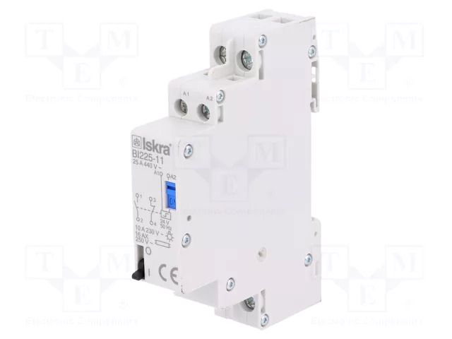 Relay: installation; bistable,impulse; NC + NO; Ucoil: 24VAC; BI ISKRA BI225-11/24VAC