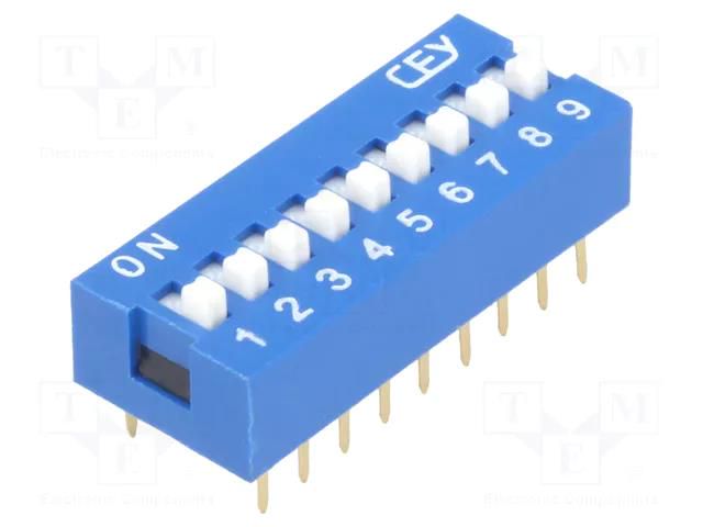 Switch: DIP-SWITCH; Poles number: 9; ON-OFF; 0.05A/12VDC; Pos: 2 NINIGI DS-09
