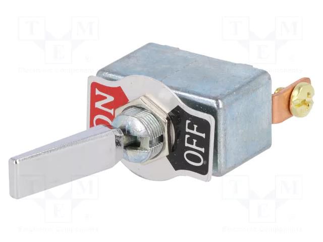 Switch: toggle; Pos: 2; SPST; ON-OFF; 50A/12VDC; Leads: M4 screws SCI R13-401A2A-07