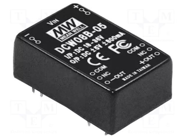 Converter: DC/DC; 8W; Uin: 9÷18VDC; Uout: 12VDC; Uout2: -12VDC; DCW08 MEAN WELL DCW08A-12