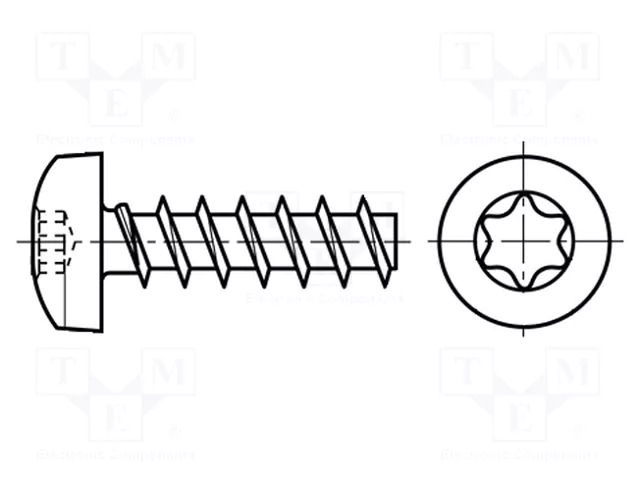 Screw; 3.5x8; Head: cheese head; Torx®; TX15; hardened steel BOSSARD B3.5X8/BN84229