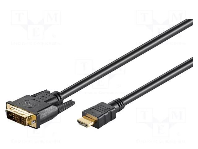 Cable; HDMI 1.4; DVI-D (18+1) plug,HDMI plug; 1.5m; black Goobay HDMI-DV020G.015