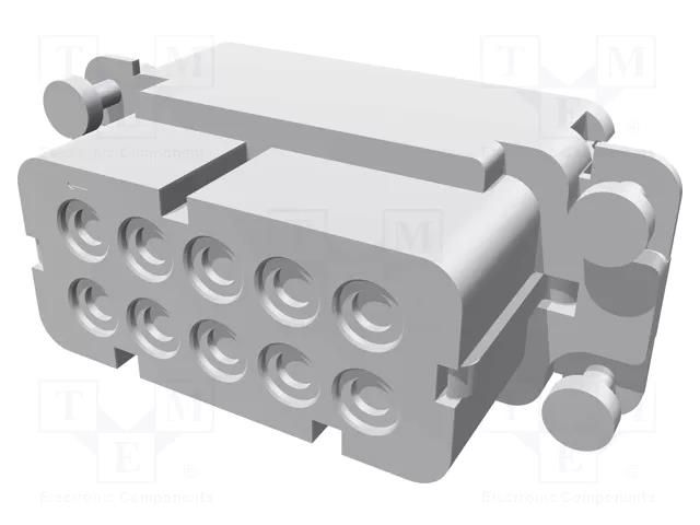 Connector: HDC; contact insert; female; HA; PIN: 10; 16A; 250V; 10+PE TE Connectivity 1-1103415-1
