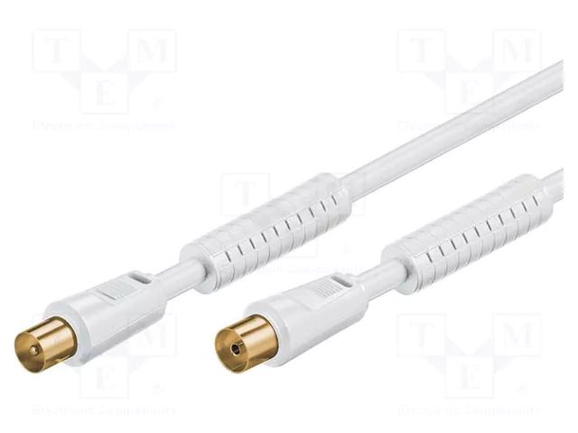 Cable; 1.5m; coaxial 9.5mm socket,coaxial 9.5mm plug; white; 75Ω GOOBAY ACFG-0150-WH