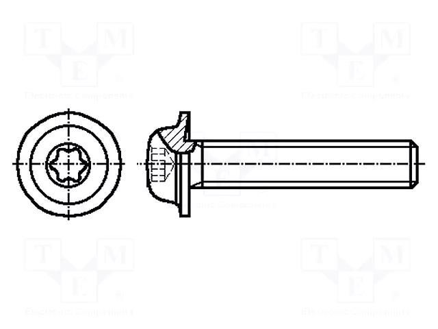 Screw; with flange; M4x16; 0.7; Head: button; Torx®; TX20 BOSSARD B4X16/BN10649