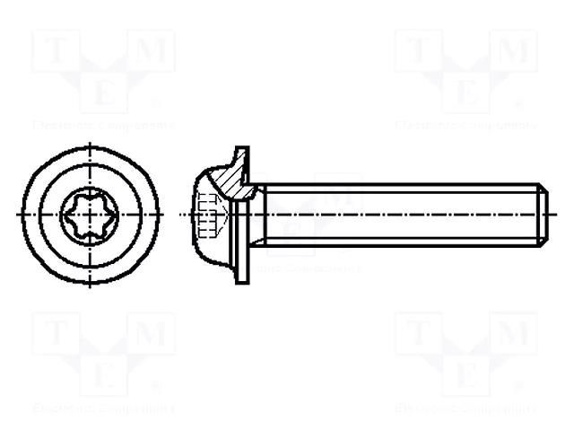 Screw; with flange; M4x20; 0.7; Head: button; Torx®; TX20; steel BOSSARD B4X20/BN5128