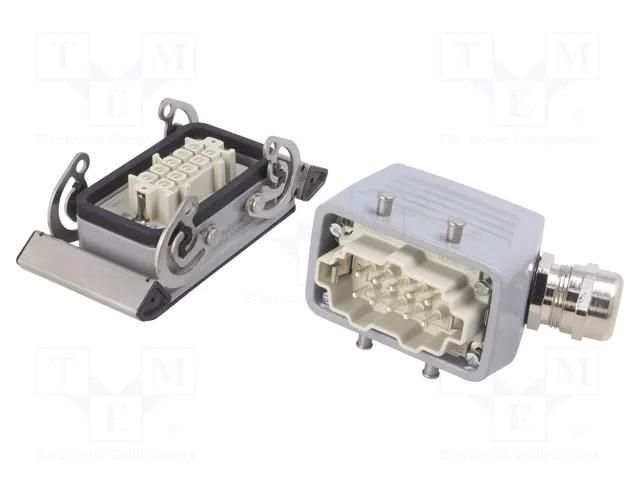 Connector: HDC; male + female; HE; PIN: 10; 16A; 500V; 10+PE; size 4 WEIDMÜLLER KIT-HE10.110