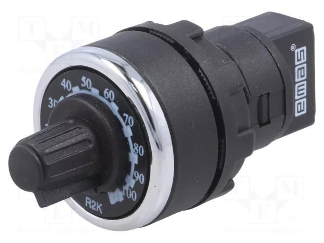 Potentiometer; 22mm; -25÷70°C; IP65; Potentiometer: single turn EMAS T0-BPR02K