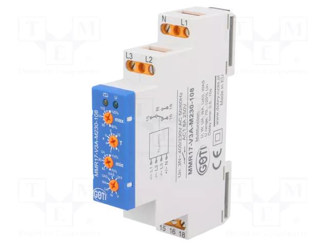 Voltage monitoring relay; for DIN rail mounting; MMR; SPST; IP20 DOBRY CZAS MMR17-V3A-M230-108