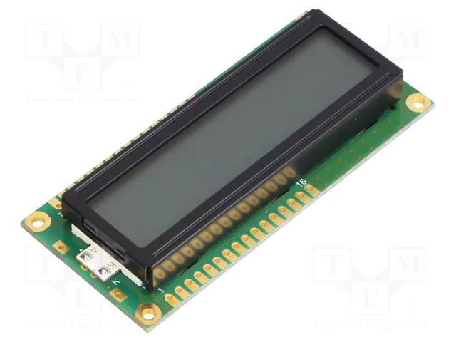 Display: LCD; alphanumeric; STN Positive; 16x2; 80x36x12.7mm; LED POWERTIP NPC1602LRS-GWA-K