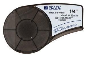 LABELING TAPE, VINYL, 0.25" X 21FT, BLACK/WHITE M21-250-595-WT.