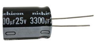 ALUMINUM ELECTROLYTIC CAPACITOR, 3300UF, 25V, 20%, RADIAL UHE1E332MHD6TN