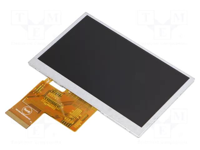 Display: TFT; 4.3"; 480x272; Illumin: LED; Dim: 105.5x67.2x2.95mm RAYSTAR OPTRONICS RFE43BH-AIW-DNN