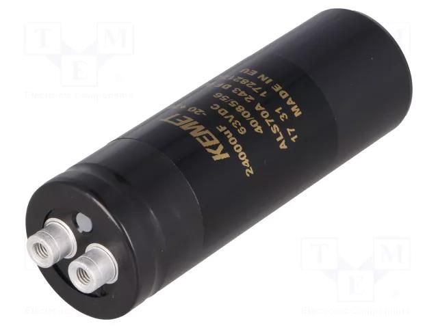 Capacitor: electrolytic; 24mF; 63VDC; Ø36x105mm; Pitch: 12.8mm KEMET ALS70A243DF063