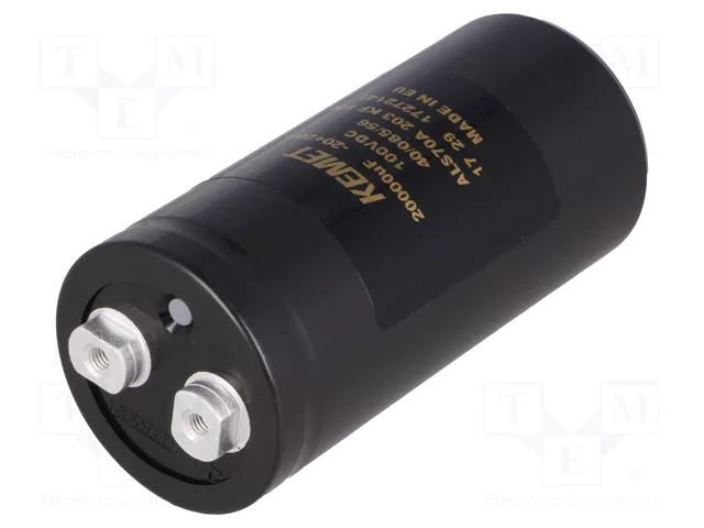 Capacitor: electrolytic; 20mF; 100VDC; Ø51x105mm; Pitch: 22.2mm KEMET ALS70A203KF100