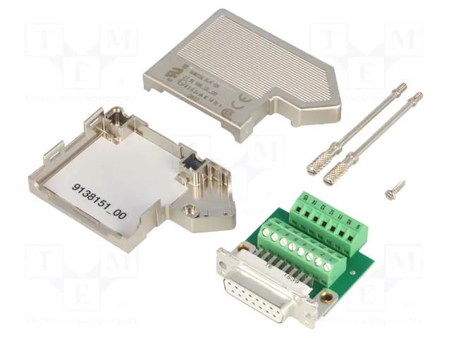 Connector: D-Sub; PIN: 15; plug; female; angled; screw terminal PHOENIX CONTACT SUBCON-15/F-SH