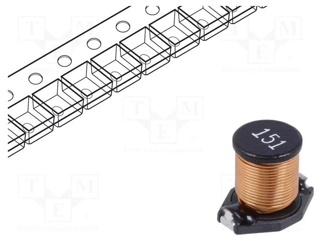 Inductor: wire; SMD; 150uH; 2A; 340mΩ; ±20%; 9.5x13.5x7.5mm FERROCORE DE0810-150