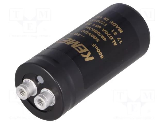 Capacitor: electrolytic; 680uF; 500VDC; Ø36x82mm; Pitch: 12.8mm KEMET ALS70A681DE500