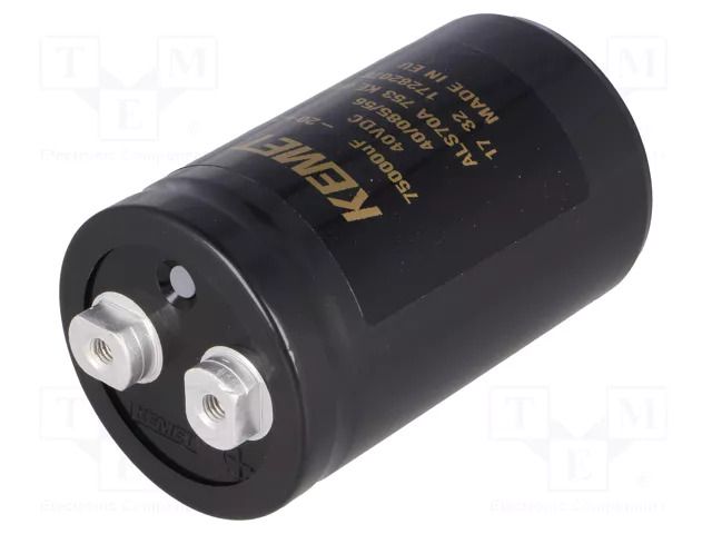 Capacitor: electrolytic; 75mF; 40VDC; Ø51x82mm; Pitch: 22.2mm; ±20% KEMET ALS70A753KE040