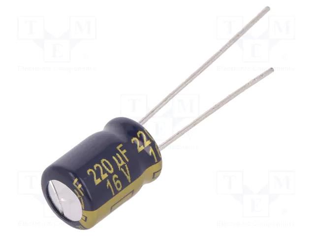Capacitor: electrolytic; low ESR; THT; 220uF; 16VDC; Ø8x11.5mm PANASONIC EEUFC1C221