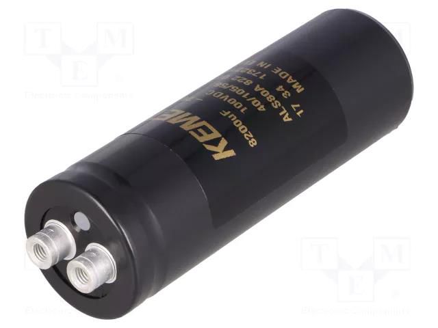 Capacitor: electrolytic; 8.2mF; 100VDC; Ø36x105mm; Pitch: 12.8mm KEMET ALS80A822DF100