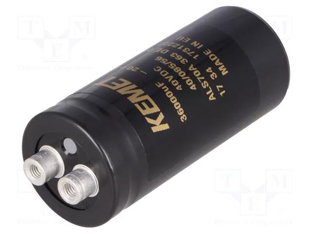 Capacitor: electrolytic; 36mF; 40VDC; Ø36x82mm; Pitch: 12.8mm; ±20% KEMET ALS70A363DE040