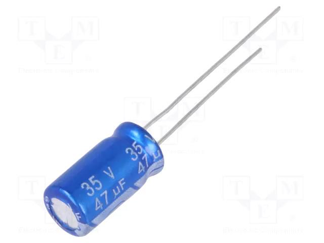 Capacitor: electrolytic; THT; 47uF; 35VDC; Ø6.3x11.5mm; ±20% Jb Capacitors JRG-47U/35