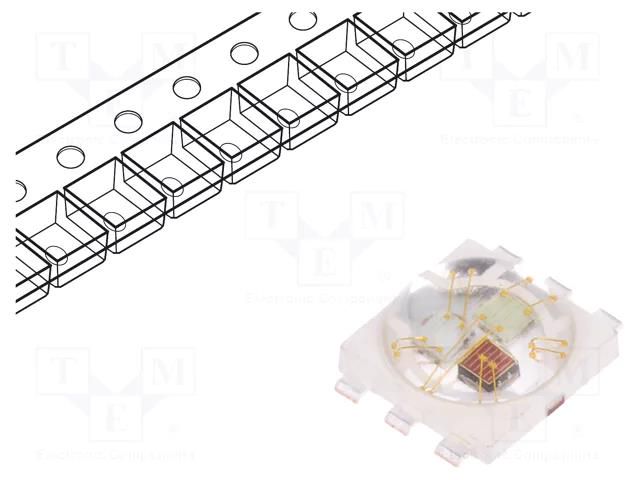 Power LED; RGB; 140°; 350mA; λd: 460÷465nm,520÷530nm,620÷630nm; 3W ProLight Opto PP6N-3LFE