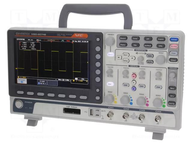 Oscilloscope: mixed signal; Ch: 4; 70MHz; 1Gsps; 10Mpts; LCD TFT 8" GW INSTEK MSO-2074E