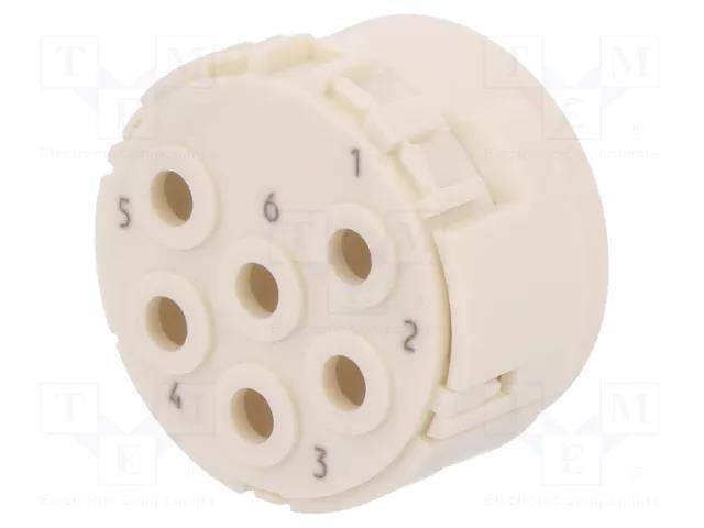 Connector: M23; contact insert; PIN: 6; male; crimped; w/o contacts HARTING 09151063001