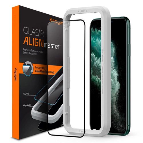 Spigen ALM Glass FC Tempered Glass for iPhone 11 Pro Max - Black, Spigen 8809671018312 8809671018312