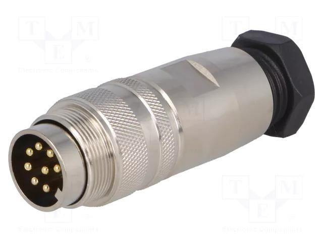 Connector: M16; plug; male; PIN: 8; 5A; 60V; soldering; for cable BULGIN PXMBNI16FIM08ASC