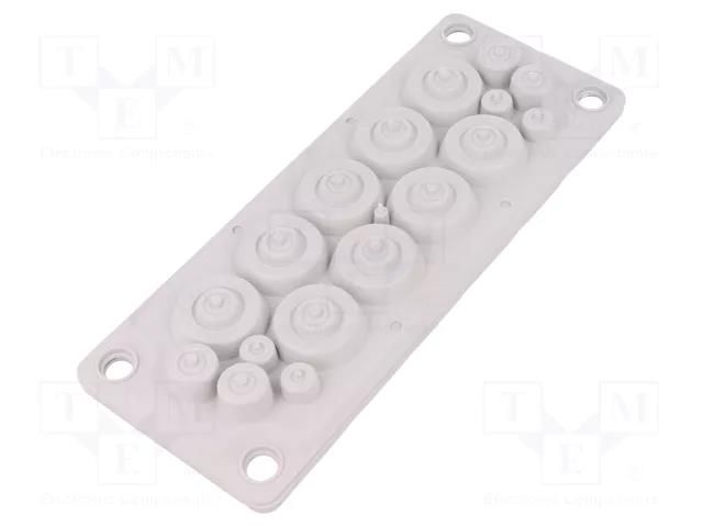 Multigate grommet; elastomer thermoplastic TPE; light grey HT HI TECH POLYMERS HTC-17-TPE