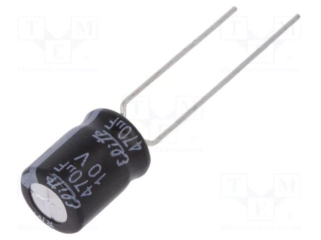 Capacitor: electrolytic; THT; 470uF; 10VDC; Ø8x11.5mm; Pitch: 5mm Elite PF1A471MP508B5