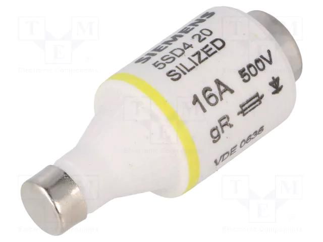 Fuse: fuse; 16A; 500VAC; 500VDC; gR; industrial; DII; SILIZED SIEMENS 5SD420