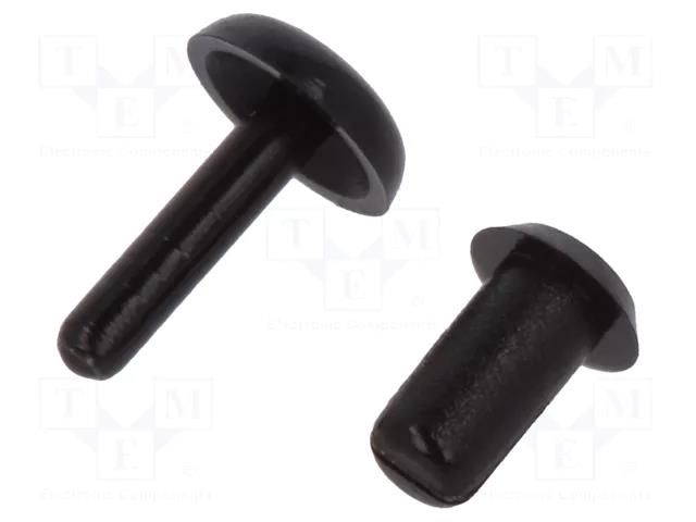 Rivet; polyamide; L.rivet: 4mm; Panel cutout diam: 2.1mm; black DREMEC DR8G4012.0X2.8B