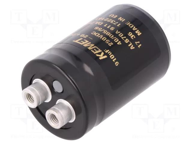Capacitor: electrolytic; 910uF; 250VDC; Ø36x52mm; Pitch: 12.8mm KEMET ALS70A911DA250