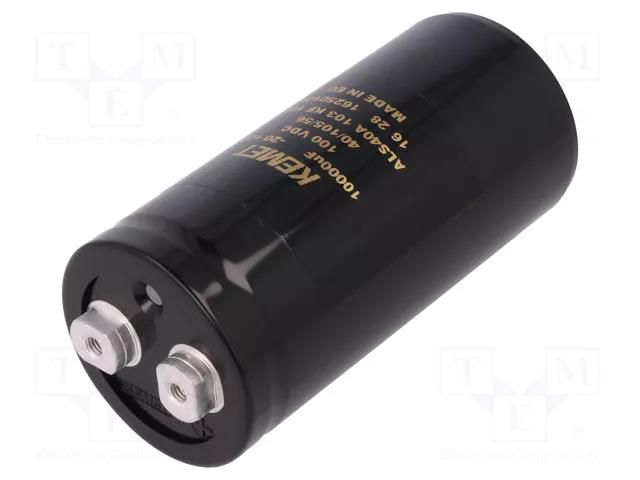 Capacitor: electrolytic; 10mF; 100VDC; Ø51x105mm; Pitch: 22.2mm KEMET ALS40A103KF100