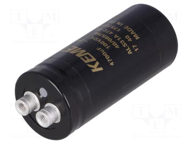 Capacitor: electrolytic; 4.7mF; 100VDC; Ø36x82mm; Pitch: 12.8mm KEMET ALS31A472DE100
