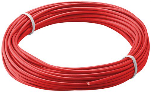 Insulated Copper Wire, 10 m, red - 1-wire copper cable, stranded (18x 0.1 mm) 55044