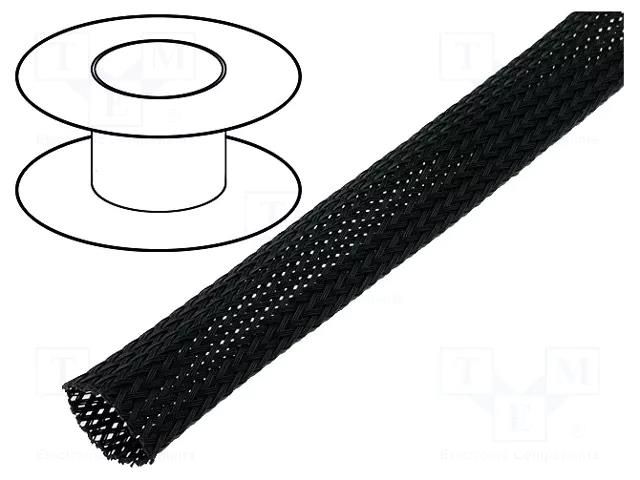 Braid; polyester; black; Package: 100m; ØBraid : 3÷7nom.4mm 4CARMEDIA OPL.04-BK